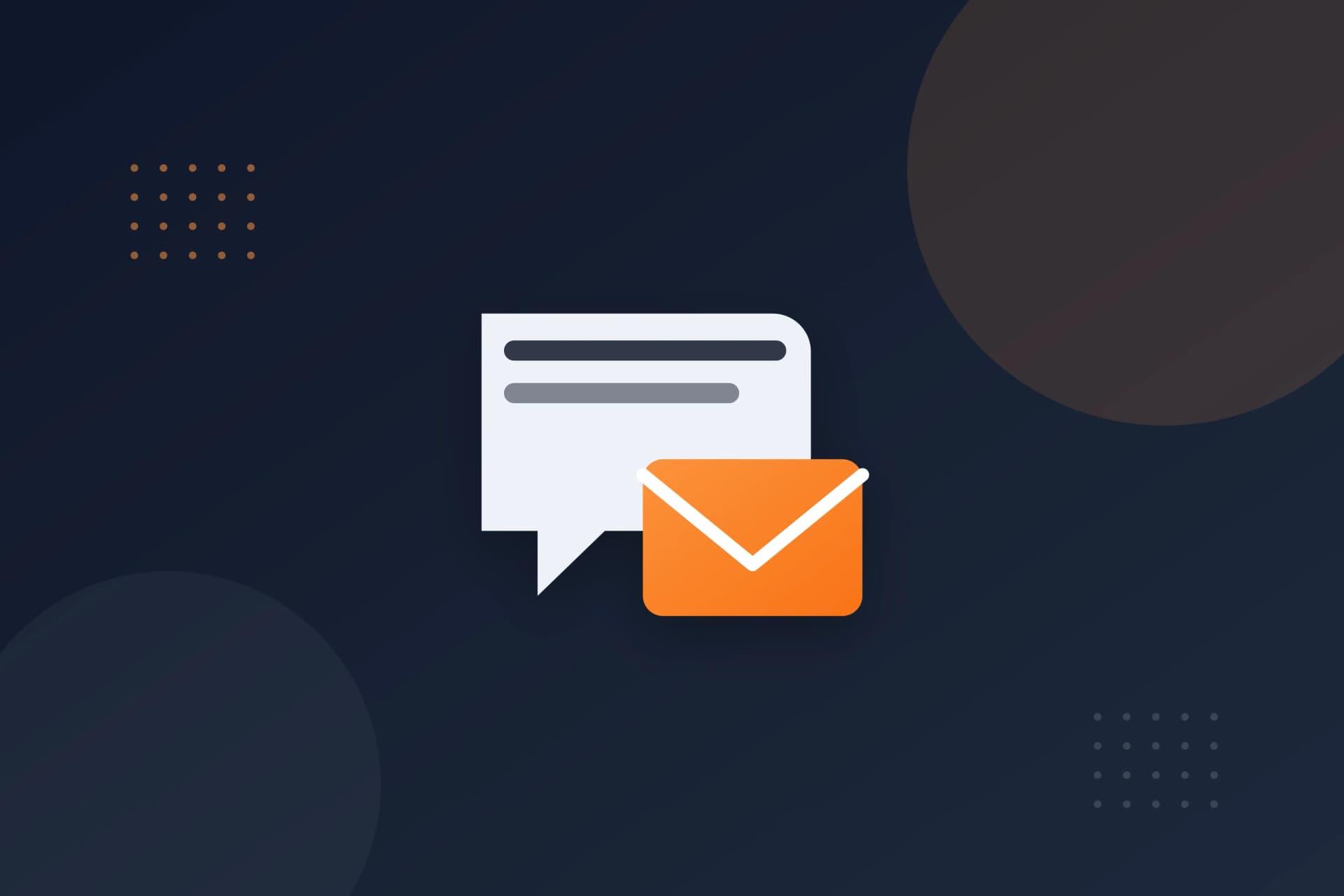 Illustration of a chat bubble and an envelope, representing contact channels